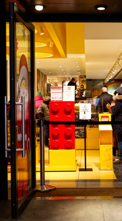 Bologna - Italy - January 30, 2021: Lego Store in city center of Bologna