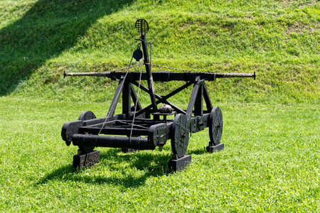 Medieval catapult in the park of Castelfranco Veneto. Padua, Italyの写真素材
