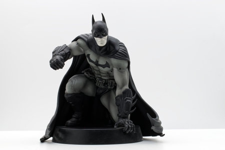 Bologna - Italy - August 30, 2021: Batman black and white action figure on white background. Batman from DC comics.のeditorial素材