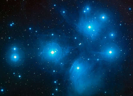 Open Cluster The Pleiades in the constellation of Taurus. Elements of this picture furnished by NASAの写真素材