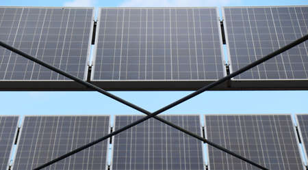 Solar Panels for renewable electrical energy production. Selective focus