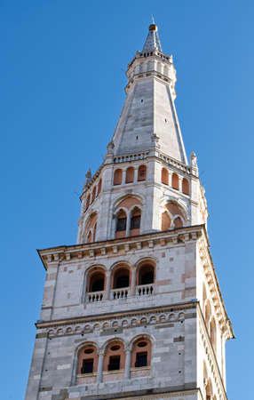 The Ghirlandina Tower, Torre della Ghirlandina. landmark of the city of Modena. Italyの写真素材