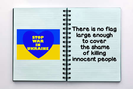 The shame of killing innocent people. Inspirational and motivational quote. Stop war in Ukraine...