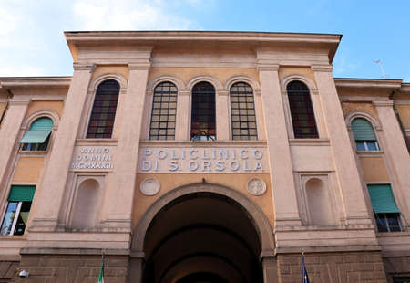 Bologna - Italy - April 9, 2022: Hospital style building of Hospital Sant'Orsola in Bologna. S. Orsola Area.のeditorial素材