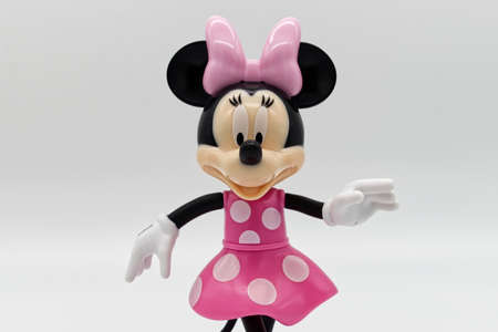 Bologna - Italy - April 19, 2022: Minnie Mouse action figure display on white background