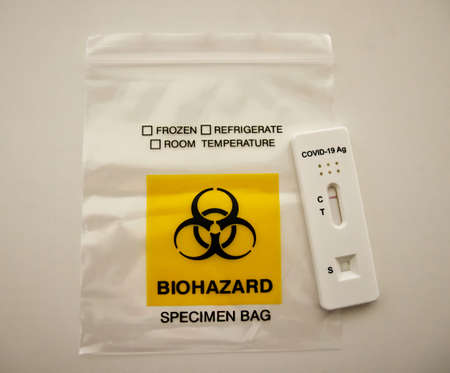 Biohazard Specimen Bag isolated on white background.