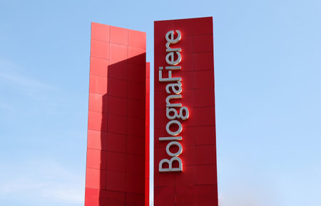 Bologna - Italy - March 19, 2022: Fiera District of Bologna. Bologna Fiera street sign. Bologna, Italyのeditorial素材