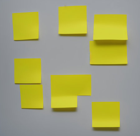 Yellow post notes set. Sheets of note papers with space for text. Generative Artificial Intelligence.の写真素材