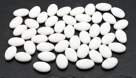 Jordan almonds isolated on black background.の写真素材