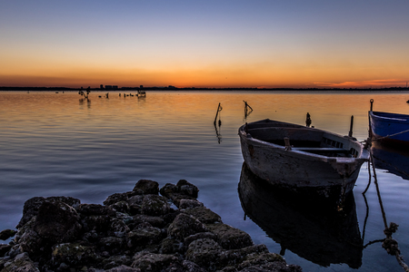 Sunset on the seaの写真素材