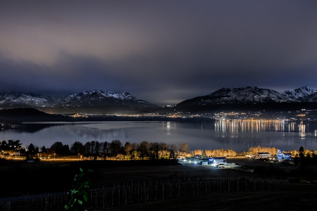 Lake at nightの写真素材