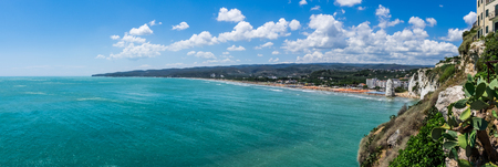 Panoramic view of the sea in Vieste, Puglia, Italyの写真素材