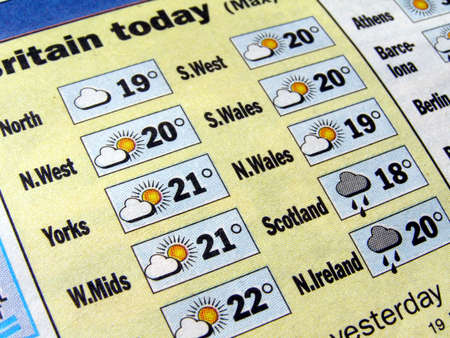Weather forecast map on a newspaper