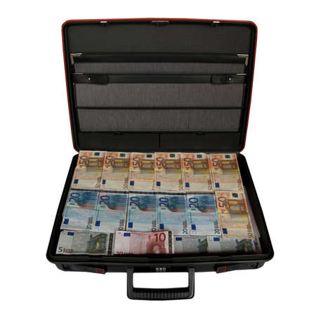 Suitcase with euro banknotes moneyの写真素材