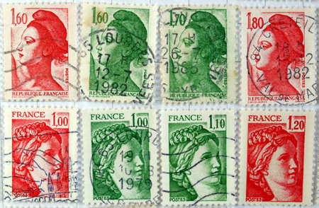 Range of French postage stampsの写真素材
