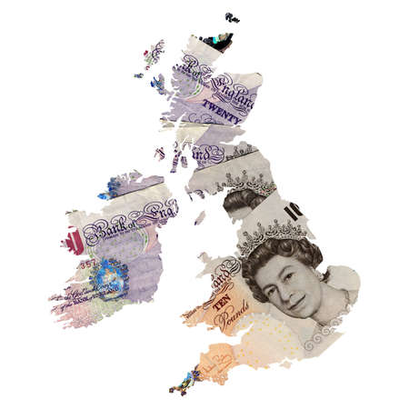 UK and Ireland map with money backgroundのeditorial素材