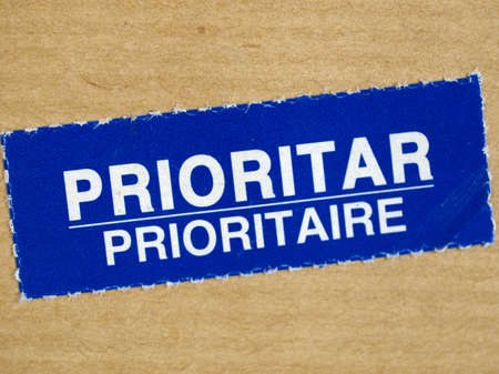 Prioritaire postage letter envelope for air mail shippingの写真素材