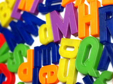 English alphabet letters in plastic toy characters