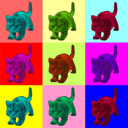 Pop art style illustration of a catの写真素材