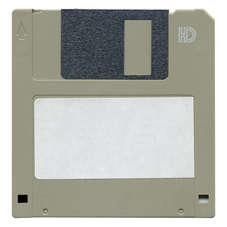 Floppy Disk magnetic computer data storage support isolated over white