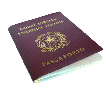 Italian passport id document isolated on whiteの写真素材