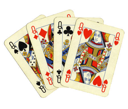 Game of cards with poker of queens