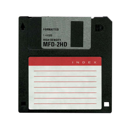 Floppy Disk magnetic computer data storage support isolated over white