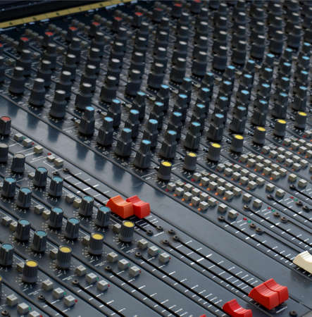 Detail of a soundboard mixer electronic device