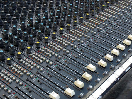 Detail of a soundboard mixer electronic device