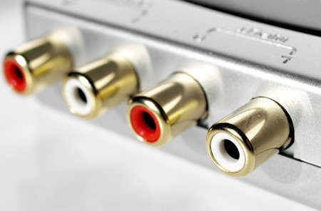 RCA phono sockets for stereo audio plugsの写真素材