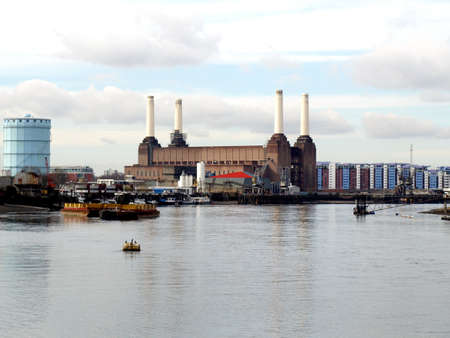 London Battersea powerstation, a landmark abandoned factoryの写真素材