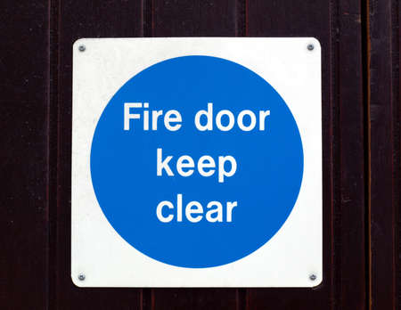 Detail of Fire door keep clear signの写真素材