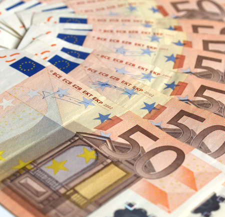 Range of 50 Euro banknotes useful as a background