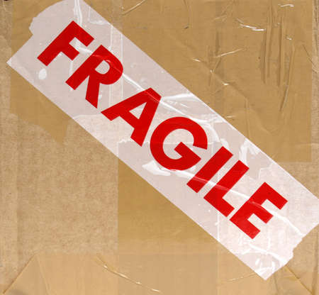 Detail of a fragile corrugated cardboard packetの写真素材