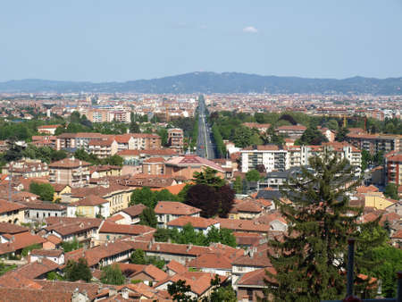 Turin panorama seen from the Castello di Rivoli hillの写真素材