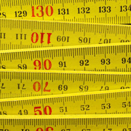 Detail of a wooden metric carpenter ruler