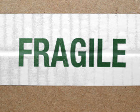 Detail of a fragile corrugated cardboard packet