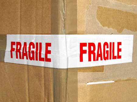 Detail of a fragile corrugated cardboard packet