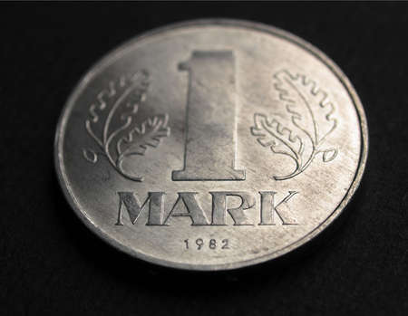 1 Mark coin from the DDR (East Germany) - Note: no more in use since german reunification in 1990の写真素材
