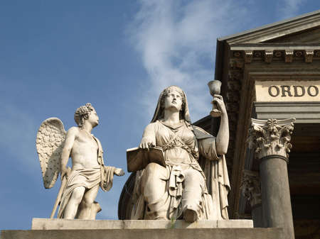 Statue of the Virgin Mary with an Angelの写真素材