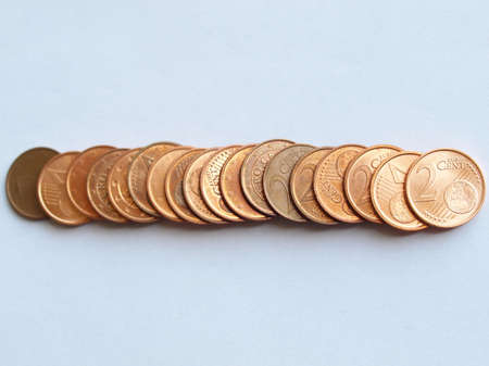 A bunch of Euro coins money (European currency)の写真素材