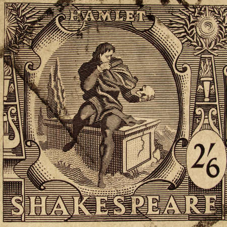 UK CIRCA 1964 - Shakespeare Stamp with Hamlet, United Kingdom, Circa 1964のeditorial素材