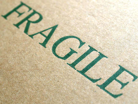 Detail of a fragile corrugated cardboard packetの写真素材