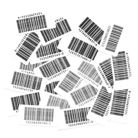 Many bar codes over a white backgroundの写真素材