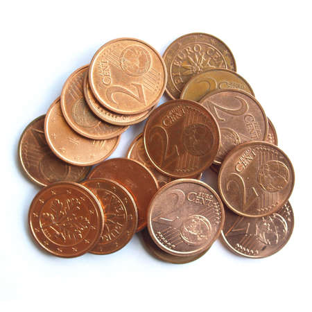 A bunch of Euro coins money (European currency) - My two centsの写真素材