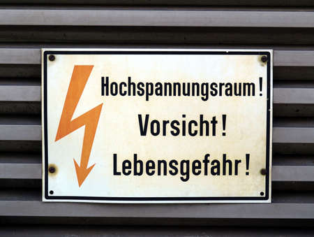 Signal of danger of death by electrocution following an electric shock - in Germanの写真素材