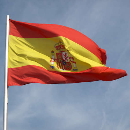 Flag of Spain over a blue sky