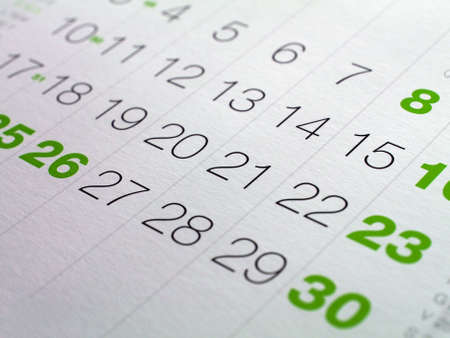 Detail of a calendar page with datesの写真素材