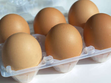 Detail of eggs in a carton boxの写真素材