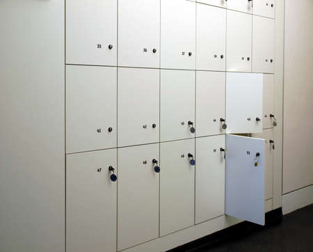 Lockers cabinets in a locker room at school or museum or station